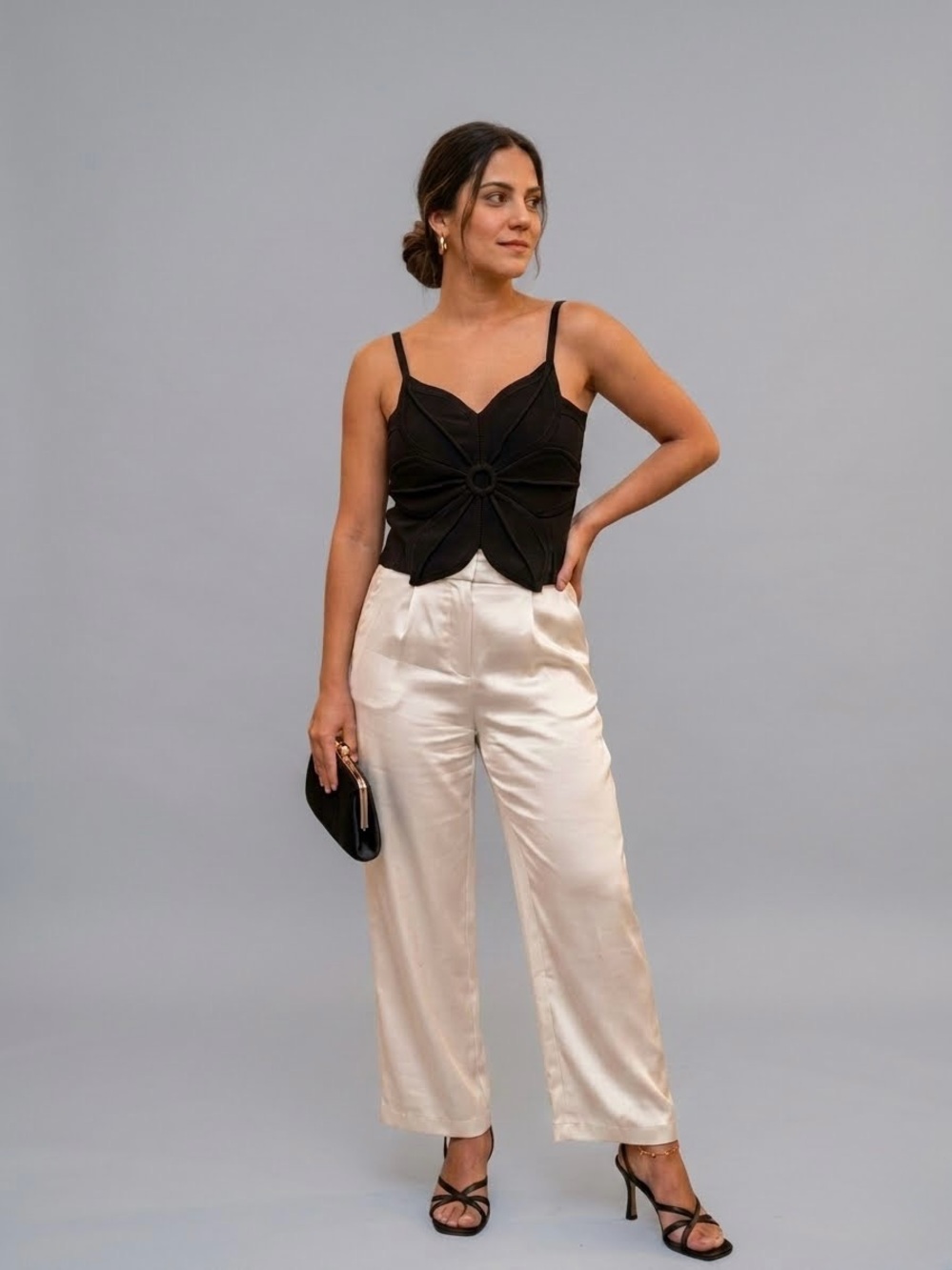 Cult Gaia Cami — Knit Butterfly Strappy Crop Top in Black Size Small (S)